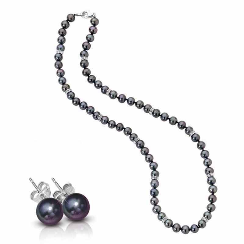 Collier de perles noires Midnight Spell avec boucles d'oreilles assorties GRATUITES