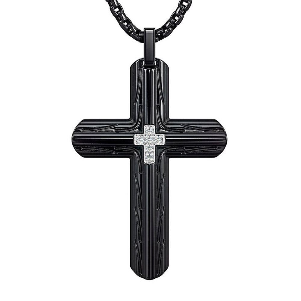 Pendentif croix en diamant Black Ice