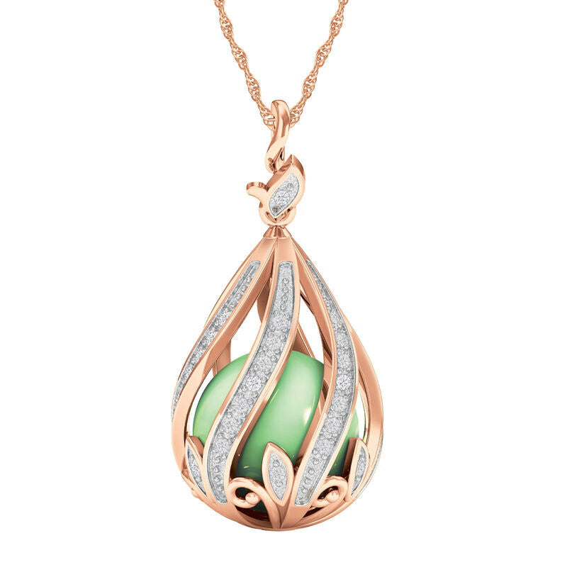 Collier en cuivre avec diamants et jade