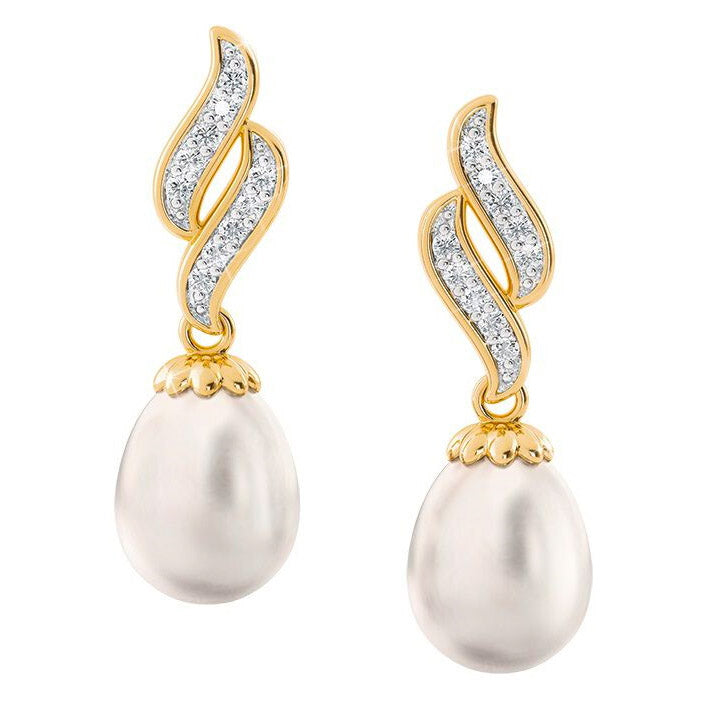 Boucles d'oreilles en perles à vagues de diamant