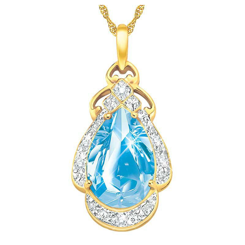 Pendentif Sirène de la mer Topaze bleue et diamant